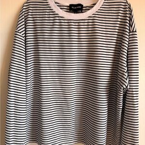 All The Ways Black and White Striped Women's Tunic size large